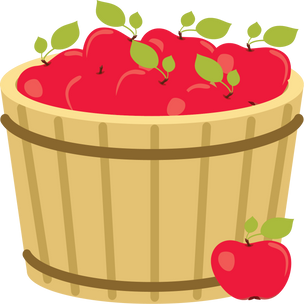 Wooden Basket with Apples Illustration